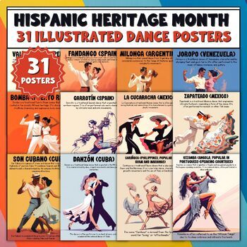 Preview of Hispanic Heritage Month Bulletin Board | 31 Dance Posters, Latin America & Spain