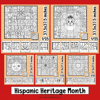 Preview of Hispanic Heritage Month Bulletin Board Math Craft Coloring Pages Activities Set