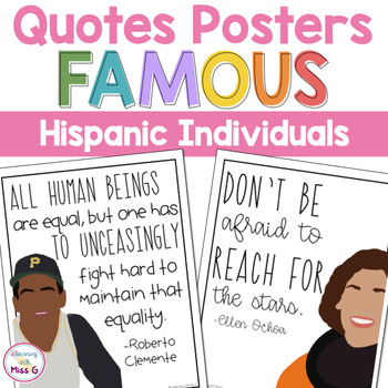 Preview of Hispanic Heritage Month Bulletin Board Quote Posters Famous Latinx Individuals