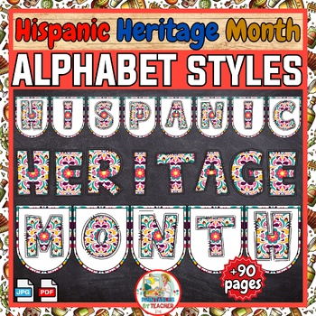 Preview of Hispanic Heritage Month Bulletin Board Set Lettering styles-Classroom Décoration
