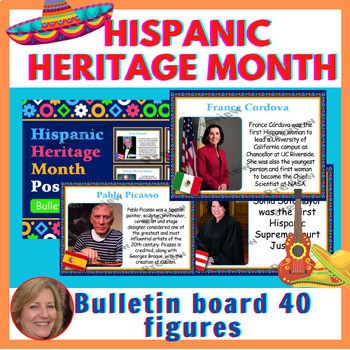 Preview of Hispanic Heritage Month Bulletin Board and Poster (40 Figures Included)