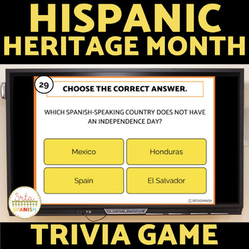 Preview of Hispanic Heritage Month Bulletin Board and Trivia Game for Spanish Class
