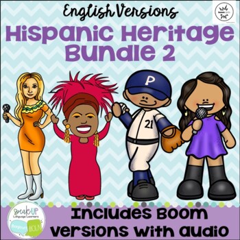 Preview of Hispanic Heritage Month Bundle 2 | Printable & Boom Cards with Audio | English