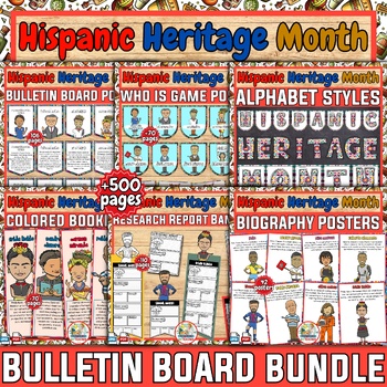 Preview of Hispanic Heritage Month Bundle | Bulletin board | classroom decoration bundle