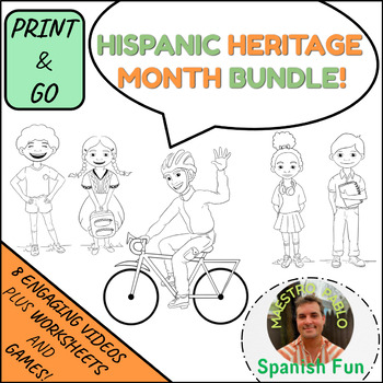 Preview of Hispanic Heritage Month Bundle / Eight Videos plus Worksheets, Songs and Games