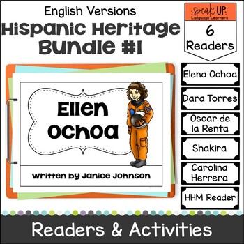 Preview of Hispanic Heritage Month Bundle 1 - Print & Boom Cards w Audio - English Versions