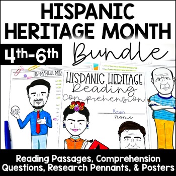 Preview of Hispanic Heritage Month Bundle | Reading Comprehension Passages & Research