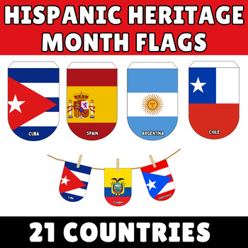 Preview of Hispanic Heritage Month Bunting banners Flags - Spanish Speaking 21 Countries