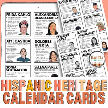 Preview of Hispanic Heritage Month | Calendar Cards, Bulletin Board, Facts Activity