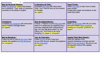 Preview of Hispanic Heritage Month Choice Board - 9 Activities Included!