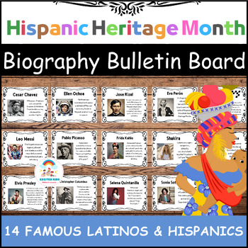 Preview of Hispanic Heritage Month Classroom Bulletin Board Set | Famous Latinos & Hispanic