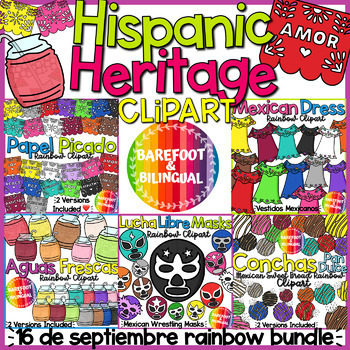 Preview of Hispanic Heritage Month Clipart Bundle | 16 de Septiembre Clipart Rainbow Bundle