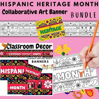 Preview of Hispanic Heritage Month Collaborative Art Banners BUNDLE