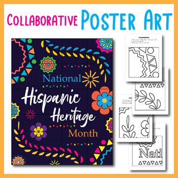 Preview of Hispanic Heritage Month Collaborative Poster Art Coloring pages, Bulletin board