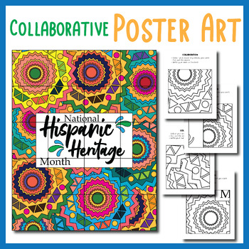Preview of Hispanic Heritage Month Collaborative Poster Art Coloring pages, Bulletin board