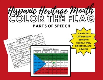 Preview of Hispanic Heritage Month: Color the Flag-Parts of Speech