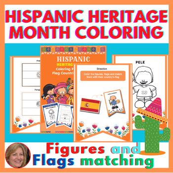 Preview of Hispanic Heritage Month Coloring / Figures & Flag Countries Matching activity