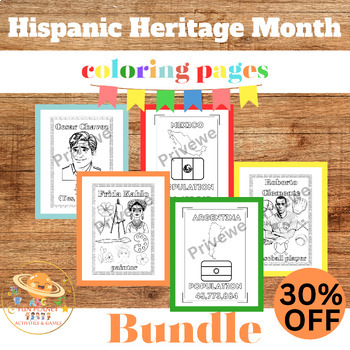 Preview of Hispanic Heritage Month Coloring Pages Bundle Celebrate Hispanic Heritage Month
