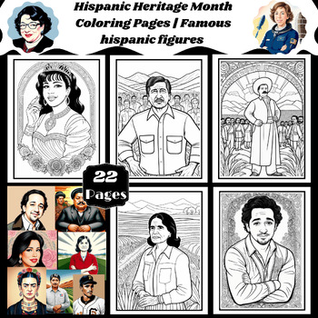 Preview of Hispanic Heritage Month Coloring Pages | Famous Hispanic figures