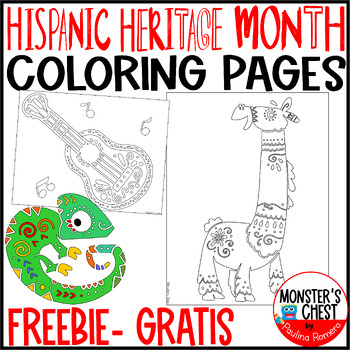 Preview of Hispanic Heritage Month Coloring Pages Free Mes de la herencia hispana