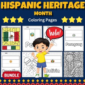 Preview of Hispanic Heritage Month Coloring Pages - Fun September Activities BUNDLE