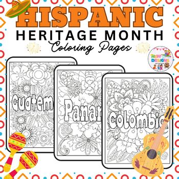 Hispanic Heritage Month Coloring Pages / Names of Countries/ Printable ...