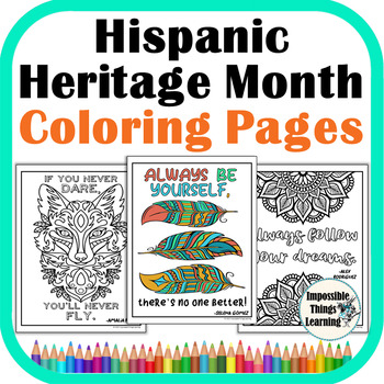 Preview of Hispanic Heritage Month Coloring Pages Printables with Inspirational Quotes