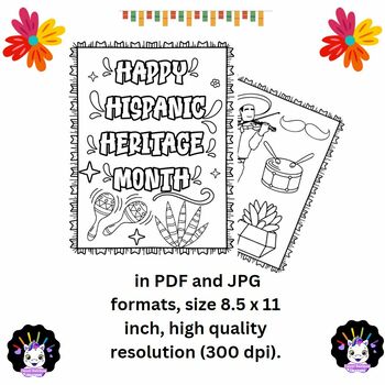 Hispanic Heritage Month Coloring Sheets by Clever Rainbow Creations