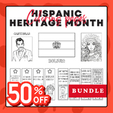 Hispanic Heritage Month Coloring Sheets & Bookmarks BUNDLE