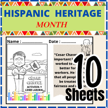 Preview of Hispanic Heritage Month Coloring-Reading Pages Activities.