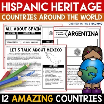 Preview of Hispanic Heritage Month Countries Around the World Reading Passages