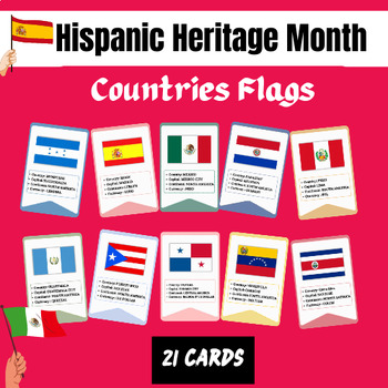 Preview of Hispanic Heritage Month Countries Flags Flashcards