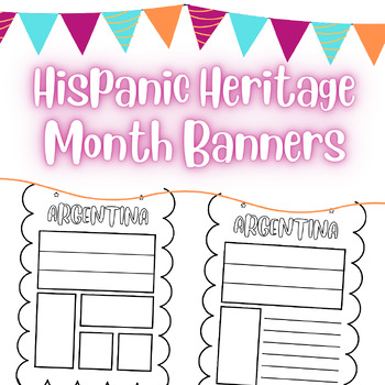 Preview of Hispanic Heritage Month Country Flag Banner: Coloring Sheet Bulletin Board Decor