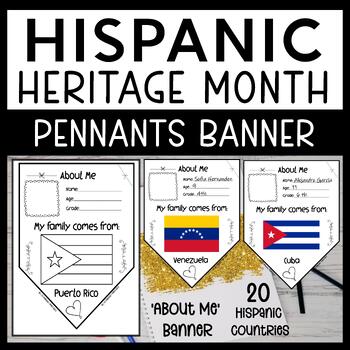 Preview of Hispanic Heritage Month Country Flags Coloring Pennants Banner