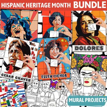 Preview of Hispanic Heritage Month Craft Collaborative Posters Mural Projects BUNDLE