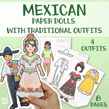 Preview of Hispanic Heritage Month Craft Mexican Paper Dolls, Cinco de Mayo World Cultures