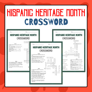 Preview of Hispanic Heritage Month Crossword Puzzles | Hispanic Heritage Month Activities