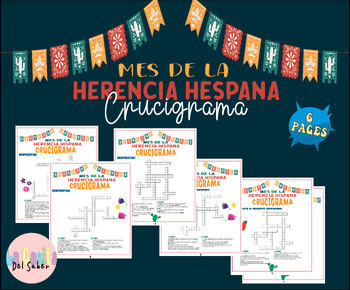Preview of Hispanic Heritage Month Crossword Puzzles in Spanish| Mes De La Herencia Hespana