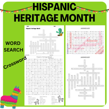 Preview of Hispanic Heritage Month Crossword - Word Search Puzzle