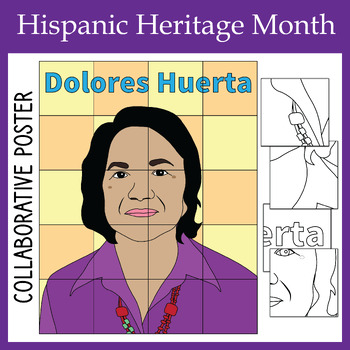 Preview of Hispanic Heritage Month | Dolores Huerta Collaborative Art Poster Coloring pages