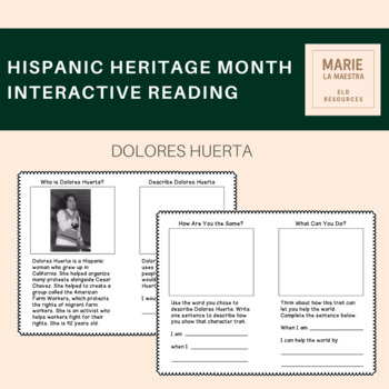 Preview of Hispanic Heritage Month Dolores Huerta Interactive Reading
