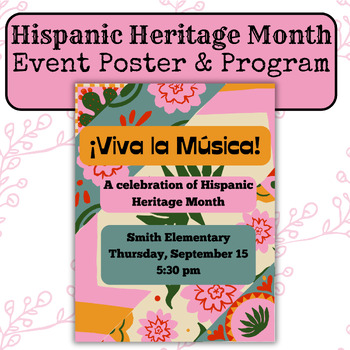 Preview of Hispanic Heritage Month Event Poster and Program, Art Music Dance concert