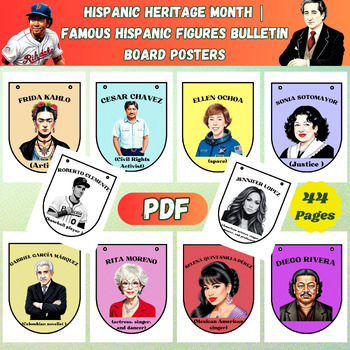 Preview of Hispanic Heritage Month | Famous Hispanic figures Bulletin Board Posters