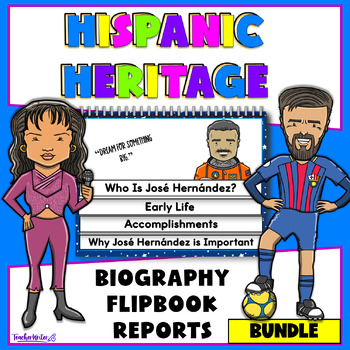 Preview of Hispanic Heritage Month Famous Latinx Leaders Biography Flipbook Bundle