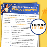 Hispanic Heritage Month Famous Quotes Trivia Printable Game
