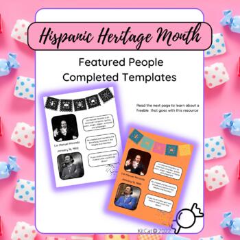 Preview of Hispanic Heritage Month - Featured Persons Completed Templates