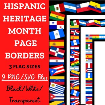 Preview of Hispanic Heritage Month Flag Page Borders-Spanish Flags-CLIP ART PNG/SVG