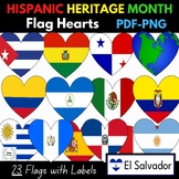 Hispanic Heritage Month Flag Hearts + Labels - Set of 23 (
