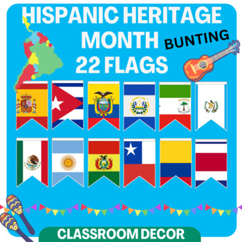 Preview of Hispanic Heritage Month Flags Bunting Classroom Decor