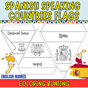 Preview of Hispanic Heritage Month : outline Spanish Speaking Country Flags Pennants!